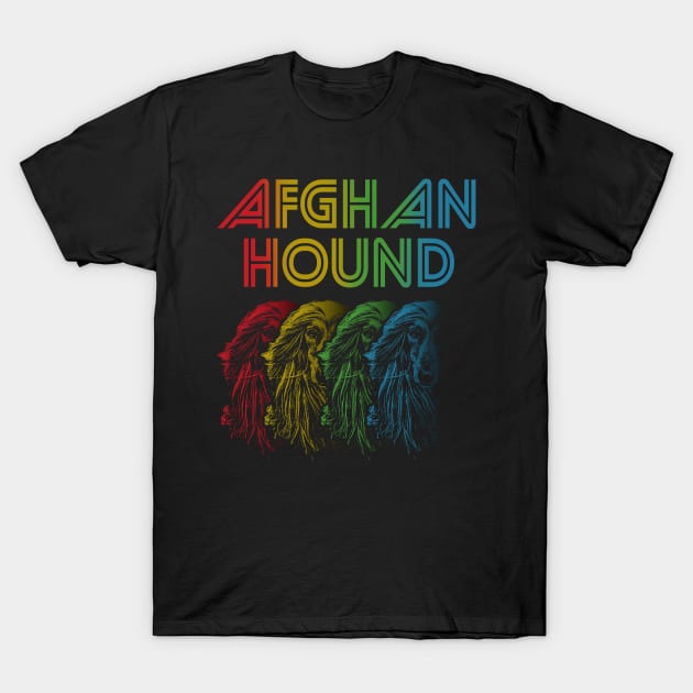 Cool Retro Groovy Afghan Hound Dog T-Shirt by Madfido